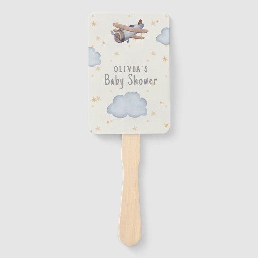 Grijs en beige Waterverf Baby shower Handwaaier (Voorkant)