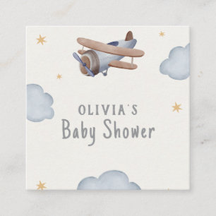 Grijs en beige Waterverf Baby shower Informatiekaartje
