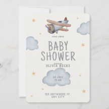 Grijs en beige Waterverf Baby shower