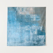 Grijs en blauw Abstract Kunstschilderij Wandkleed (Voorkant (horizontaal))