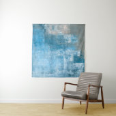 Grijs en blauw Abstract Kunstschilderij Wandkleed (In Situ (horizontaal))