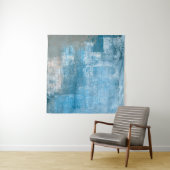 Grijs en blauw Abstract Kunstschilderij Wandkleed (In situ)