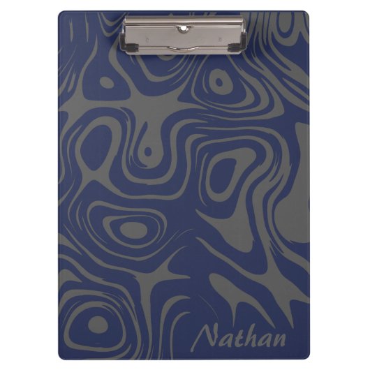 Grijs en blauw abstract spiraalpatroon gepersonali klembord (Voorkant)
