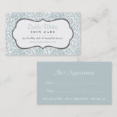 Grijs en Blauw Bloemen Damast Afspraakkaart Afsprakenkaartje (Voorkant / Achterkant)