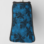 Grijs en blauw bloemmotief. golfheadcover (Draai 90)