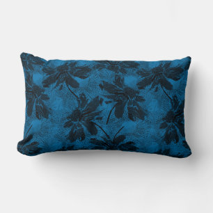Grijs en blauw bloemmotief. kussen