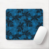 Grijs en blauw bloemmotief. muismat (Met muis)
