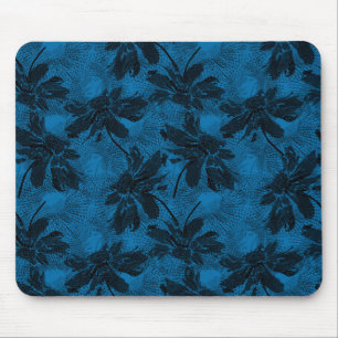 Grijs en blauw bloemmotief. muismat