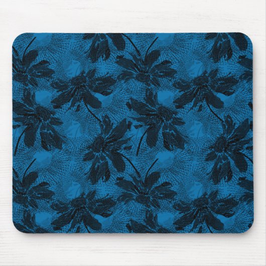 Grijs en blauw bloemmotief. muismat (Voorkant)