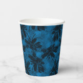 Grijs en blauw bloemmotief. papieren bekers (Achterkant)