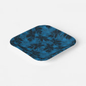 Grijs en blauw bloemmotief. papieren bordje (Gebogen)