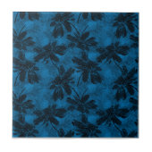 Grijs en blauw bloemmotief. tegeltje (Voorkant)