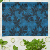 Grijs en blauw bloemmotief. theedoek (Gevouwen)