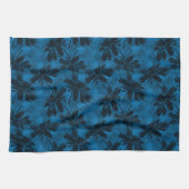 Grijs en blauw bloemmotief. theedoek (Horizontaal)