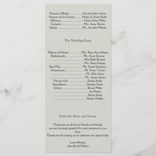 Grijs en Blauw Butterfly Meadow Bruiloft Programma Programmakaart (Achterkant)