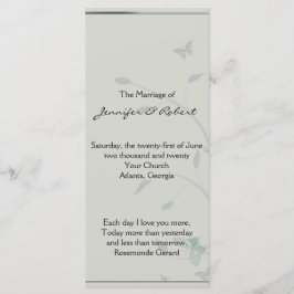 Grijs en Blauw Butterfly Meadow Bruiloft Programma Programmakaart