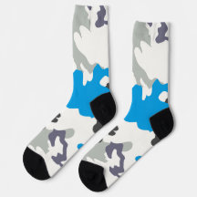 Grijs en Blauw Camouflage Design Soks