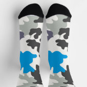 Grijs en Blauw Camouflage Design Soks Sokken (Top)