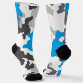 Grijs en Blauw Camouflage Design Soks Sokken (Gebogen)
