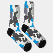 Grijs en Blauw Camouflage Design Soks Sokken (Rechts)