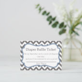 Grijs en blauw Chevron Luier Raffle Ticket Informatiekaartje (Staand voorkant)