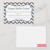 Grijs en blauw Chevron Luier Raffle Ticket Informatiekaartje (Voorkant / Achterkant)