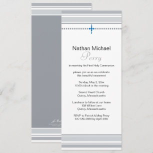 Grijs en Blauw Eerste Uitnodiging van de Communie