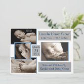 Grijs en blauw Foto Aankondiging 5x7 kaart (Staand voorkant)