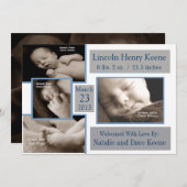 Grijs en blauw Foto Aankondiging 5x7 kaart (Voorkant / Achterkant)