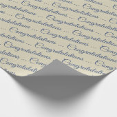 Grijs en blauw gefeliciteerd ontworpen cadeaupapier (Hoek)