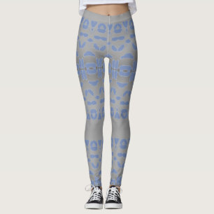 Grijs en blauw gepatenteerde dames Leggings