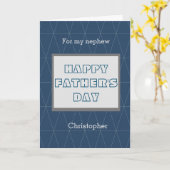 Grijs en blauw Happy Vaderdag voor mijn neefje Kaart (Gele Bloem)