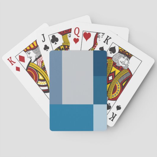 Grijs en Blauw Kleurblokprint Pokerkaarten (Achterkant)