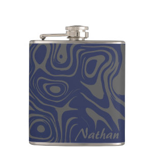 Grijs en Blauw Koel Abstract Patroon Persoonlijk Heupfles