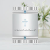 Grijs en blauw kruis doop kaart (Staand voorkant)