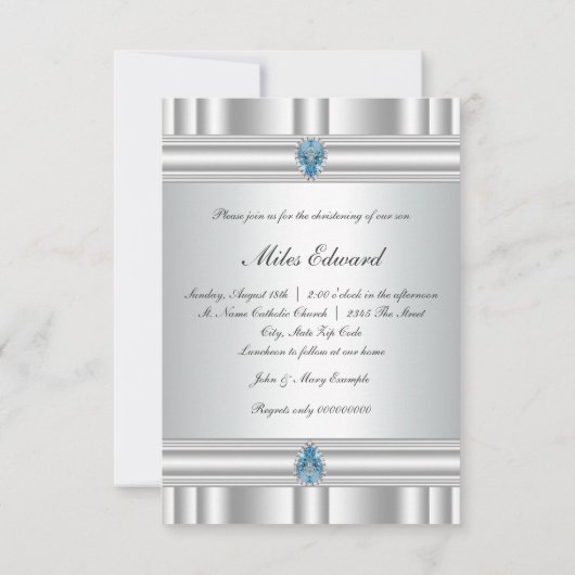 Grijs en blauw kruis doop kaart (Achterkant)