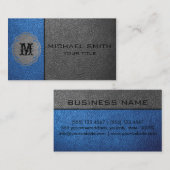 Grijs en blauw leder visitekaartje (Voorkant / Achterkant)