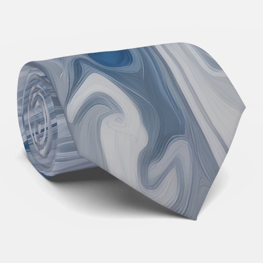 Grijs en blauw marmer stropdas (Opgerold)