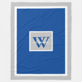 Grijs en Blauw Modern Eenvoudig Initiaal en Naam Fleece Deken (Voorkant)