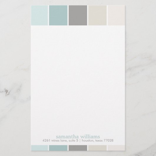 Grijs en Blauw Moderne Decoratieve Kleurenblokken Briefpapier (Voorkant)