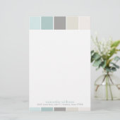 Grijs en Blauw Moderne Decoratieve Kleurenblokken Briefpapier (Staand voorkant)