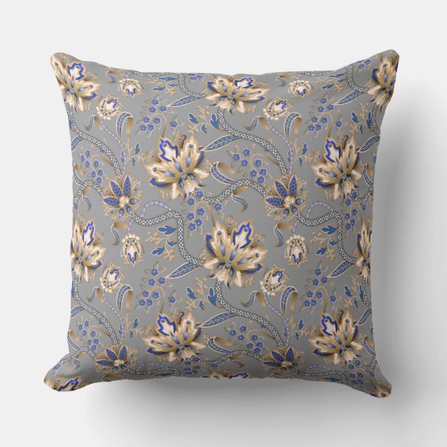 Grijs en blauw moderne elegant  kussen (Voorkant)