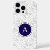 Grijs en blauw monogram Case-Mate iPhone case (Achterkant)