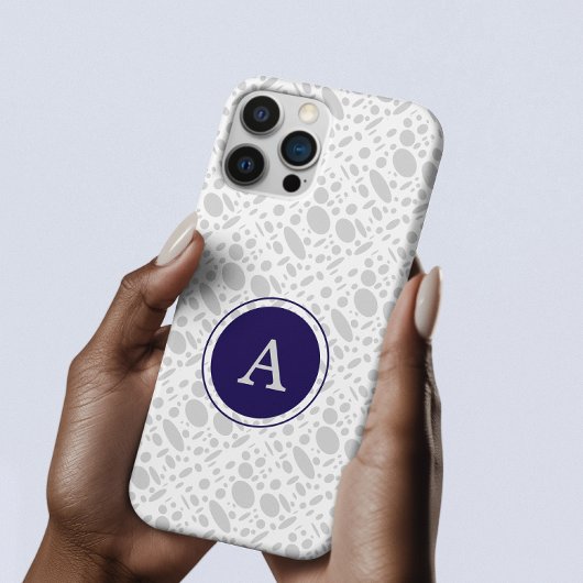 Grijs en blauw monogram Case-Mate iPhone case