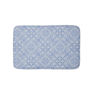 Grijs en blauw opengewerkt kantpatroon vintage badmat