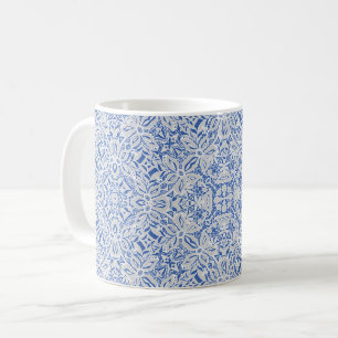 Grijs en blauw opengewerkt kantpatroon vintage koffiemok