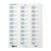 Grijs en Blauw Quatrefoil Monogram Adresetiketten Etiket (Full Sheet)