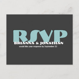 Grijs en blauw RSVP bruiloft reactie Uitnodiging Briefkaart