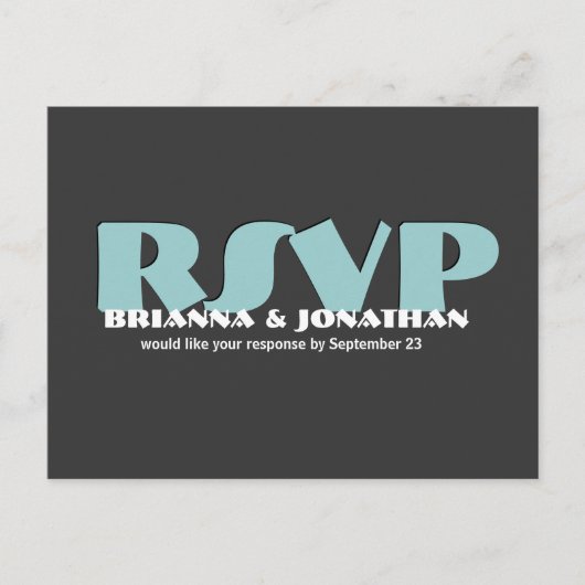 Grijs en blauw RSVP bruiloft reactie Uitnodiging Briefkaart (Voorkant)