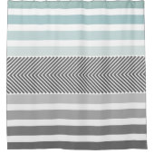 Grijs en blauw visgraat douchegordijn (Voorkant)